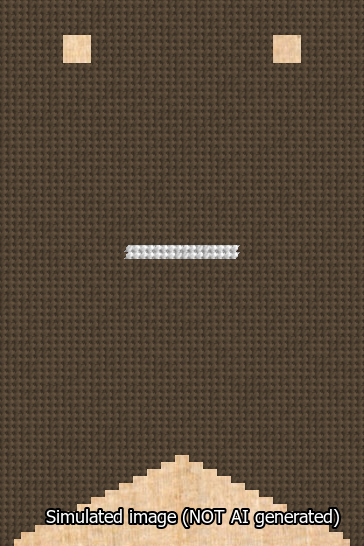 A simulated image of the stitched needlepoint design: Banner 13m Forked Dash White on Brown. Not A.I. generated.