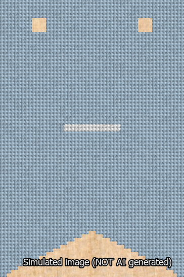 A simulated image of the stitched needlepoint design: Banner 13m Forked Dash White on Light Blue. Not A.I. generated.