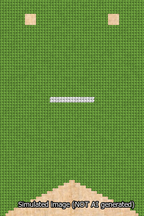 A simulated image of the stitched needlepoint design: Banner 13m Forked Dash White on Light Green. Not A.I. generated.