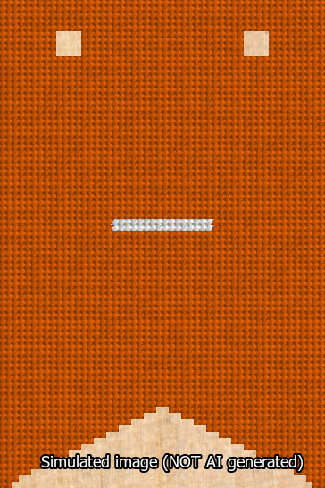 A simulated image of the stitched needlepoint design: Banner 13m Forked Dash White on Orange. Not A.I. generated.