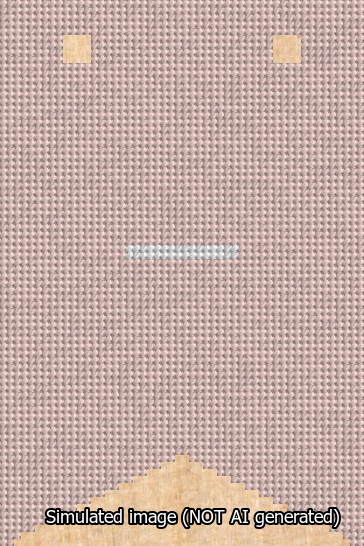 A simulated image of the stitched needlepoint design: Banner 13m Forked Dash White on Pink. Not A.I. generated.