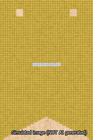 A simulated image of the stitched needlepoint design: Banner 13m Forked Dash White on Yellow. Not A.I. generated.