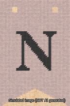 A simulated image of the stitched needlepoint design: Banner 13m Forked N Black on Pink. Not A.I. generated.