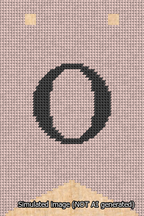 A simulated image of the stitched needlepoint design: Banner 13m Forked O Black on Pink. Not A.I. generated.