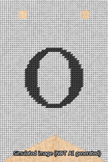 A simulated image of the stitched needlepoint design: Banner 13m Forked O Black on White. Not A.I. generated.
