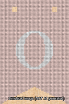 A simulated image of the stitched needlepoint design: Banner 13m Forked O White on Pink. Not A.I. generated.