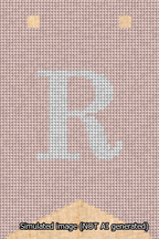 A simulated image of the stitched needlepoint design: Banner 13m Forked R White on Pink. Not A.I. generated.