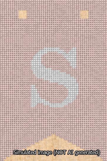 A simulated image of the stitched needlepoint design: Banner 13m Forked S White on Pink. Not A.I. generated.