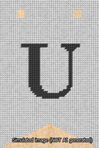 A simulated image of the stitched needlepoint design: Banner 13m Forked U Black on White. Not A.I. generated.