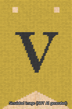 A simulated image of the stitched needlepoint design: Banner 13m Forked V Black on Yellow. Not A.I. generated.