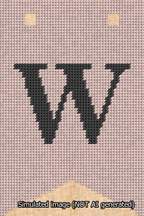 A simulated image of the stitched needlepoint design: Banner 13m Forked W Black on Pink. Not A.I. generated.