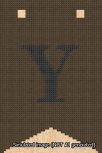 A simulated image of the stitched needlepoint design: Banner 13m Forked Y Black on Brown. Not A.I. generated.
