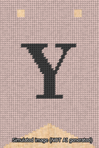 A simulated image of the stitched needlepoint design: Banner 13m Forked Y Black on Pink. Not A.I. generated.