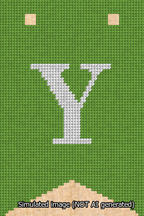 A simulated image of the stitched needlepoint design: Banner 13m Forked Y White on Light Green. Not A.I. generated.
