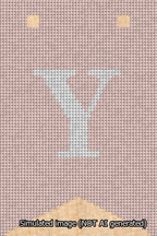 A simulated image of the stitched needlepoint design: Banner 13m Forked Y White on Pink. Not A.I. generated.