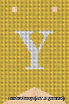 A simulated image of the stitched needlepoint design: Banner 13m Forked Y White on Yellow. Not A.I. generated.