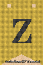 A simulated image of the stitched needlepoint design: Banner 13m Forked Z Black on Yellow. Not A.I. generated.
