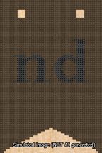 A simulated image of the stitched needlepoint design: Banner 13m Forked nd Black on Brown. Not A.I. generated.