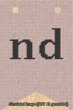 A simulated image of the stitched needlepoint design: Banner 13m Forked nd Black on Pink. Not A.I. generated.