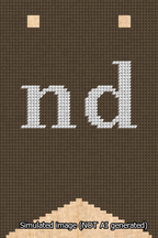 A simulated image of the stitched needlepoint design: Banner 13m Forked nd White on Brown. Not A.I. generated.