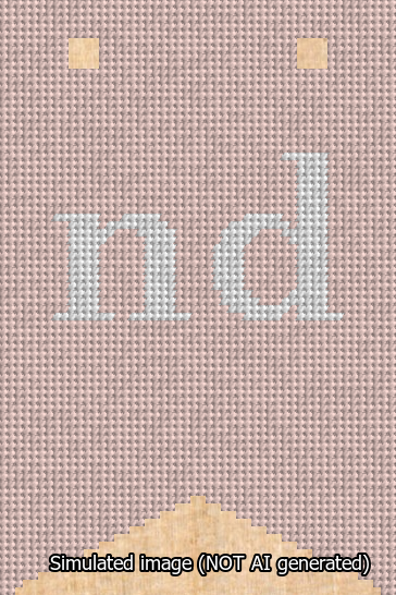 A simulated image of the stitched needlepoint design: Banner 13m Forked nd White on Pink. Not A.I. generated.