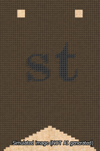 A simulated image of the stitched needlepoint design: Banner 13m Forked st Black on Brown. Not A.I. generated.