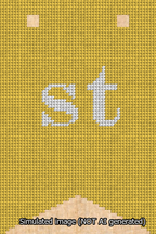 A simulated image of the stitched needlepoint design: Banner 13m Forked st White on Yellow. Not A.I. generated.