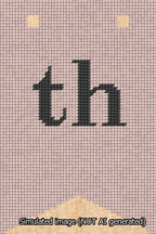 A simulated image of the stitched needlepoint design: Banner 13m Forked th Black on Pink. Not A.I. generated.