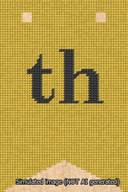 A simulated image of the stitched needlepoint design: Banner 13m Forked th Black on Yellow. Not A.I. generated.