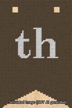 A simulated image of the stitched needlepoint design: Banner 13m Forked th White on Brown. Not A.I. generated.