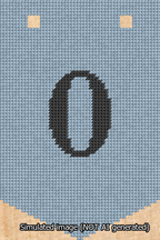 A simulated image of the stitched needlepoint design: Banner 13m Pointed 0 Black on Light Blue. Not A.I. generated.