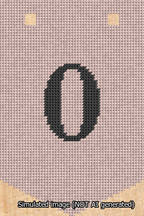 A simulated image of the stitched needlepoint design: Banner 13m Pointed 0 Black on Pink. Not A.I. generated.
