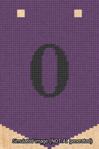 A simulated image of the stitched needlepoint design: Banner 13m Pointed 0 Black on Purple. Not A.I. generated.