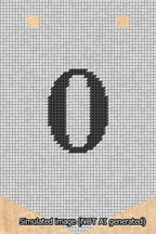 A simulated image of the stitched needlepoint design: Banner 13m Pointed 0 Black on White. Not A.I. generated.