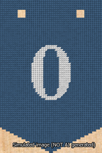 A simulated image of the stitched needlepoint design: Banner 13m Pointed 0 White on Blue. Not A.I. generated.