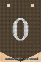 A simulated image of the stitched needlepoint design: Banner 13m Pointed 0 White on Brown. Not A.I. generated.