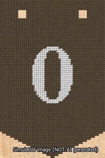 A simulated image of the stitched needlepoint design: Banner 13m Pointed 0 White on Brown. Not A.I. generated.