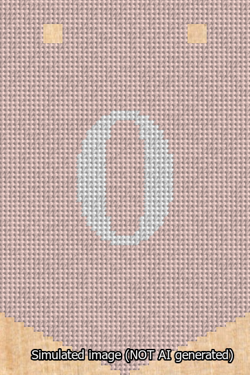 A simulated image of the stitched needlepoint design: Banner 13m Pointed 0 White on Pink. Not A.I. generated.