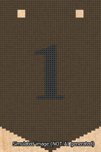 A simulated image of the stitched needlepoint design: Banner 13m Pointed 1 Black on Brown. Not A.I. generated.