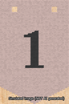 A simulated image of the stitched needlepoint design: Banner 13m Pointed 1 Black on Pink. Not A.I. generated.