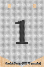 A simulated image of the stitched needlepoint design: Banner 13m Pointed 1 Black on White. Not A.I. generated.