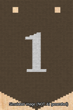 A simulated image of the stitched needlepoint design: Banner 13m Pointed 1 White on Brown. Not A.I. generated.