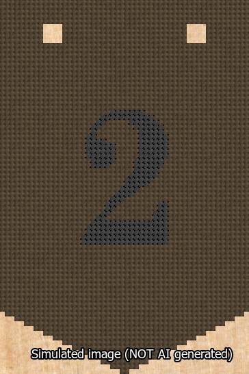 A simulated image of the stitched needlepoint design: Banner 13m Pointed 2 Black on Brown. Not A.I. generated.