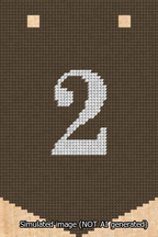 A simulated image of the stitched needlepoint design: Banner 13m Pointed 2 White on Brown. Not A.I. generated.