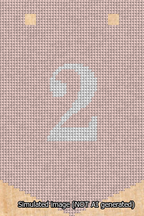 A simulated image of the stitched needlepoint design: Banner 13m Pointed 2 White on Pink. Not A.I. generated.