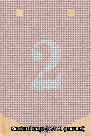 A simulated image of the stitched needlepoint design: Banner 13m Pointed 2 White on Pink. Not A.I. generated.