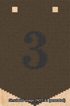 A simulated image of the stitched needlepoint design: Banner 13m Pointed 3 Black on Brown. Not A.I. generated.