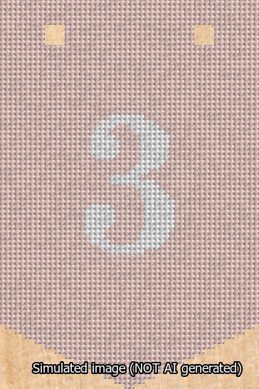 A simulated image of the stitched needlepoint design: Banner 13m Pointed 3 White on Pink. Not A.I. generated.
