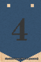 A simulated image of the stitched needlepoint design: Banner 13m Pointed 4 Black on Blue. Not A.I. generated.