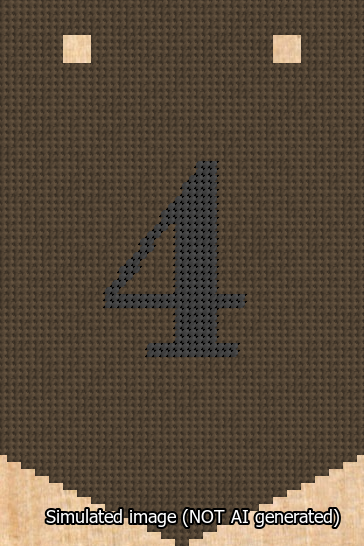 A simulated image of the stitched needlepoint design: Banner 13m Pointed 4 Black on Brown. Not A.I. generated.